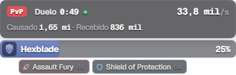 Overlay de PvP com os buffs do oponente